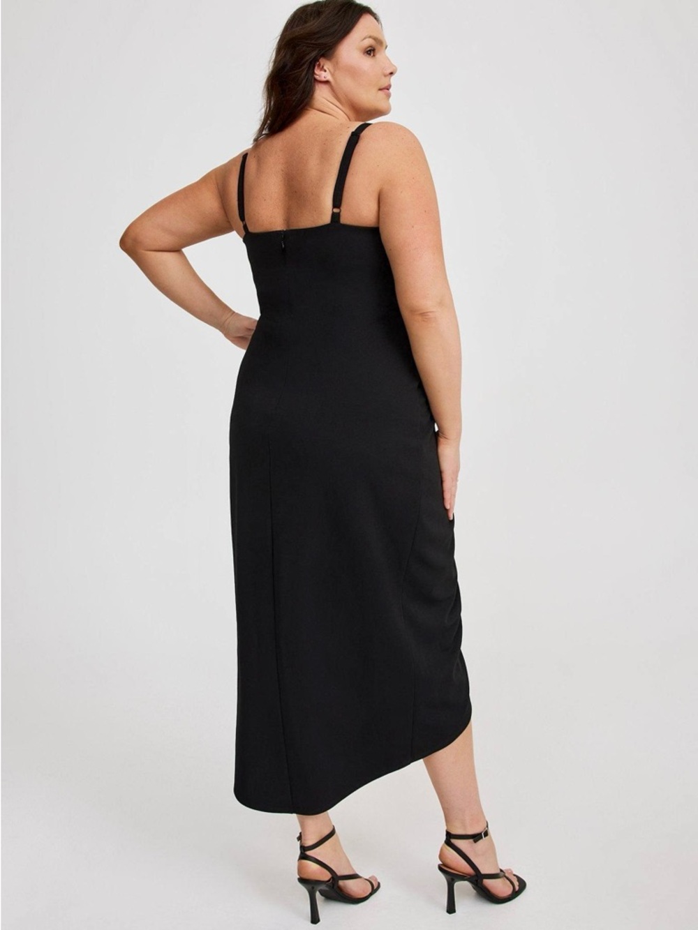 NWT Torrid Tulip Hem Bustier Deep Black Midi Dress | 12 - Picture 4 of 7